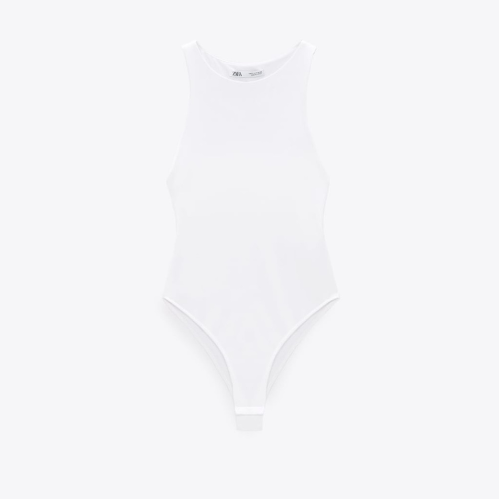 Zara High Neck White Body Suit